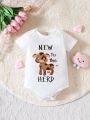 Infant Girls' Animal & Slogan Print T-Shirt Bodysuit