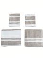4pcs Home Bedding Set, 4-piece (2 Pillowcases, 1 Bed Sheet, 1 Bed Skirt) Suitable For All Seasons, White/camel Stripe Bed Skirt, Full/queen Size