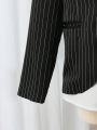 SHEIN Kids FANZEY Boys' Striped Gentleman Style Coat