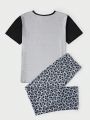 Men'S Soccer Printed Short Sleeve T-Shirt And Long Pants Homewear Set