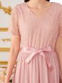 Teen Girl Lace Patchwork Short Sleeve Dress