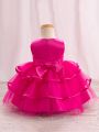 Baby Girl Butterfly Bowknot Front Layered Tulle Skirt Dress, Romantic, Fashionable, Gorgeous, Perfect For Birthday Party, Evening Event, Wedding, Baptism, 1st Birthday And More