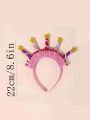 1pc Women's Pink Candle Plush Hairband, Perfect Party Cartoon Headband Photo Prop