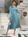 Women'S Full Print Long Sleeve Maxi Dress