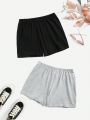 Teenagers (Female) Solid Color Elastic Waist Shorts