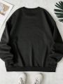 SHEIN LUNE Plus Size Slogan Printed Fleece Lined Sweatshirt