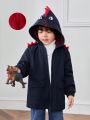 SHEIN Young Boy Cartoon Graphic 3D Design Hooded Coat
