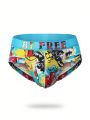 Men's Triangle Shaped Underwear With Letter & Character Print