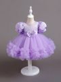Baby Girl Sequined Mesh Birthday Party Casual Princess Dress For Gathering
