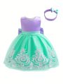 Baby Girls' Cixi Mesh Dress With Bow Decorated Open Back