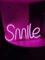 Led Letter Light Smile Neon Light For Wall Decoration, Pink Color For Festival Party Room Decor