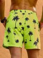 Men's Palm Tree Printed Beach Shorts