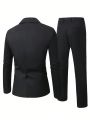Extended Sizes 2pcs/set Men's Blazer And Pants Set