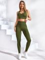 Hollow Out Detailing Crop Top And Leggings Sportswear Set