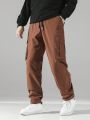 Manfinity EMRG Men's Plus Size Solid Color Multi-pocket Cargo Pants