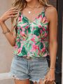 Women'S Floral Print Twisted Strap Tank Top