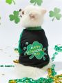 PETSIN 1pc Saint Patrick's Day Letter & Clover Printed Pet Sweatshirt Without Hood In Green
