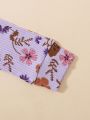 Baby Girl Floral Print Ruffle Trim Zip Up Jumpsuit & Headband