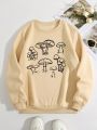 Women's Mushroom Printed Fleece Sweatshirt