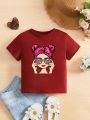 Baby Girls' Casual Short Sleeve Round Neck Top Suitable For Summer