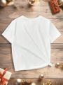 Tween Girls' Casual Cartoon Print Short Sleeve T-Shirt Suitable For Summer