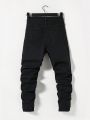 SHEIN Teen Boy's Casual Mid-Rise Skinny Jeans With Frayed Hem Design