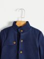 SHEIN Boys' Casual Gentleman Style Button Up Woolen Coat