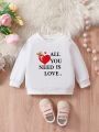 Baby Girl Heart & Slogan Graphic Sweatshirt