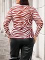 SHEIN BIZwear Plus Size Zebra Print Long Sleeve T-shirt
