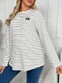 SHEIN Maternity Round Neck Striped Long Sleeve T-shirt