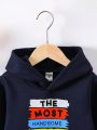 SHEIN Kids EVRYDAY Young Boy Letter Graphic Kangaroo Pocket Thermal Lined Hoodie