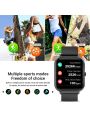 1pc Unisex Square Shape Full-touch Smart Watch With Silicone Strap For Sports, Blood Oxygen & Blood Pressure Monitoring, Calling, Multiple Sports Modes And Daily Waterproof Function