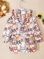 Baby Girls' Cute & Vivid Cat Print Plus Velvet Hooded Jacket