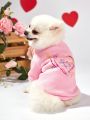 PETSIN Pink Love Heart Key Pattern Printed Couple Sweatshirts For Valentine's Day, With Cat&Dog Design