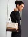 SHEIN BIZwear Ring Detail Color Block Flip Flap Shoulder Bag
