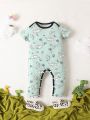 Infant And Child (male) Cartoon Print Round Neck Casual Jumpsuit
