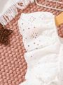 Baby Girl Solid Color Mesh Knit Flying Sleeve Dress