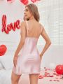 Women'S Satin Cami Nightgown With Lace Robe Pajama Set