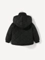 SHEIN Baby Boy Dual Pocket Teddy Lined Hooded Quilted Coat