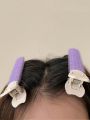 2pcs Women's Purple Curly Hair Rollers & Hair Clips, Suitable For Daily Use