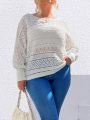 SHEIN LUNE Plus Size Solid Color Knit Sweater With Hollow Out Detail