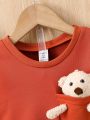 Baby Boy Bear Doll Detail Sweatshirt & Sweatpants