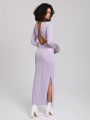 KAYPHORIA Cut Out Slim Fitted Turtleneck Backless Dress