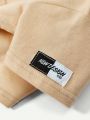Cozy Cub Baby Boys' Woven Label Decor Round Neck Drop Shoulder Sweatshirt And Wide-Leg Shorts Set