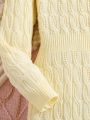 SHEIN Kids EVRYDAY Tween Girls' Cable Knit Sweater Dress With Waist Tie, Autumn Or Winter