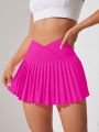 Tennis Casual Ladies' Solid Color Pleated Tennis Sport Skirt