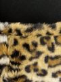 SHEIN LUNE Plus Size Leopard Print Hooded Zipper Front Thermal Jacket