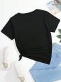 Teen Girls' Cat Print Short Sleeve T-Shirt