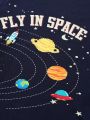 SHEIN Kids Academe Toddler Boys' Starry Night Graphic Long Sleeve T-shirt