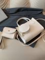 Fashionable Crocodile Print Pu Leather 3pcs Set Handbag & Crossbody Bag For Women